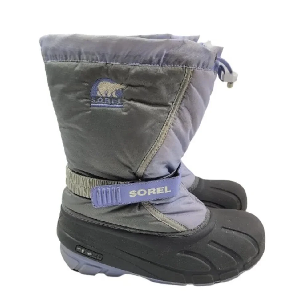 Sorel Boy's Purple Gray Flurry NY1810-540 Mid-Calf Winter Snow Boots Size 7